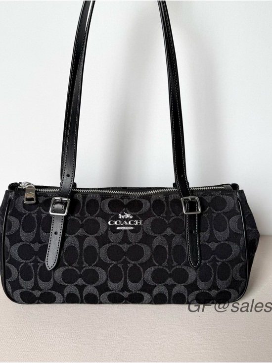 Coach Handbags - NWT Coach Asher Shoulder Bag Signature Silver/Black Denim Bag
